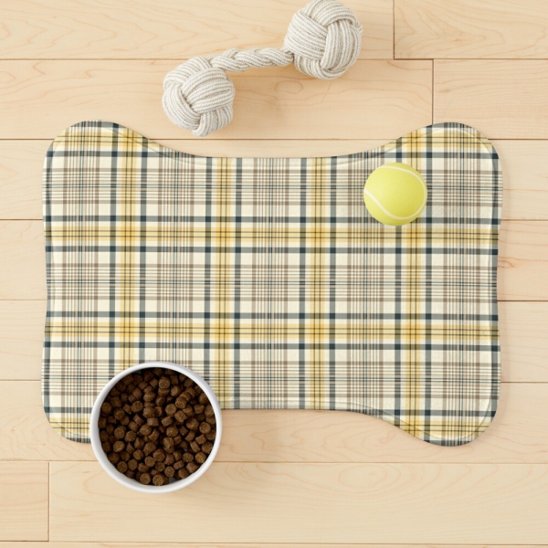 Yellow and navy blue plaid pet mat