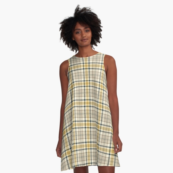 Yellow and Navy Blue Plaid Dress