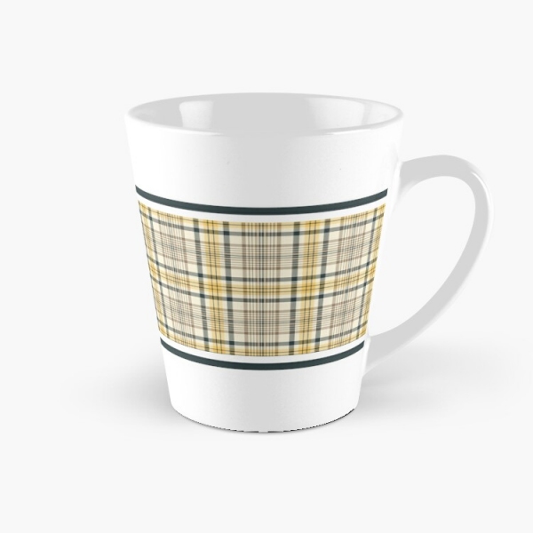 Yellow and navy blue plaid tall mug