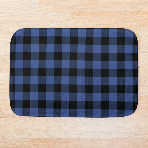 Lapis blue buffalo checkered plaid floor mat