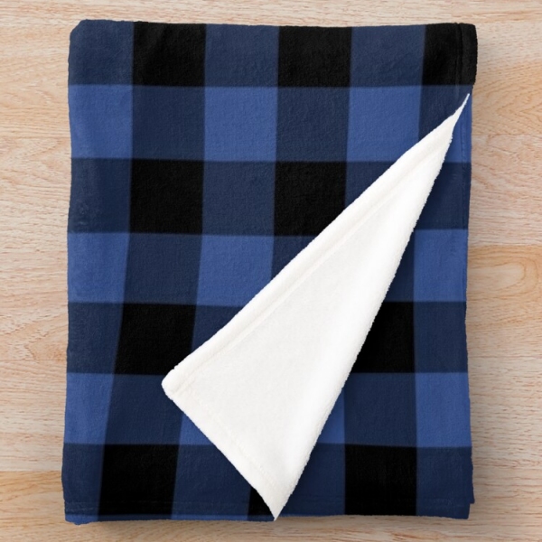 Lapis blue buffalo checkered plaid fleece throw blanket