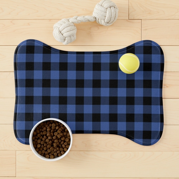 Lapis blue buffalo checkered plaid pet mat