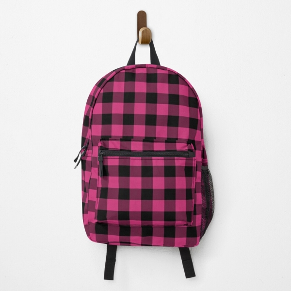 Bright Pink Buffalo Checkered Plaid Backpack