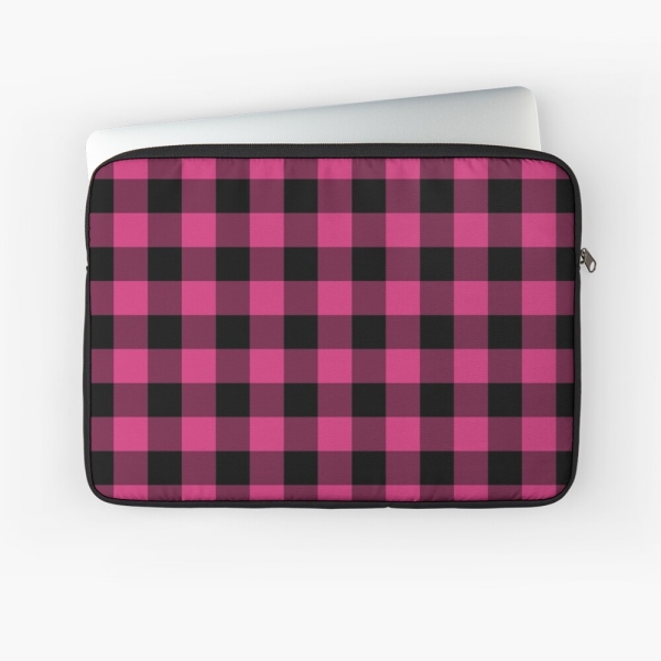 Bright Pink Buffalo Checkered Plaid Laptop Case