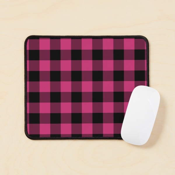 Bright pink buffalo plaid mouse pad