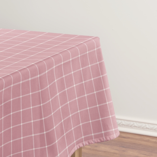 Pink Windowpane Check Tablecloth