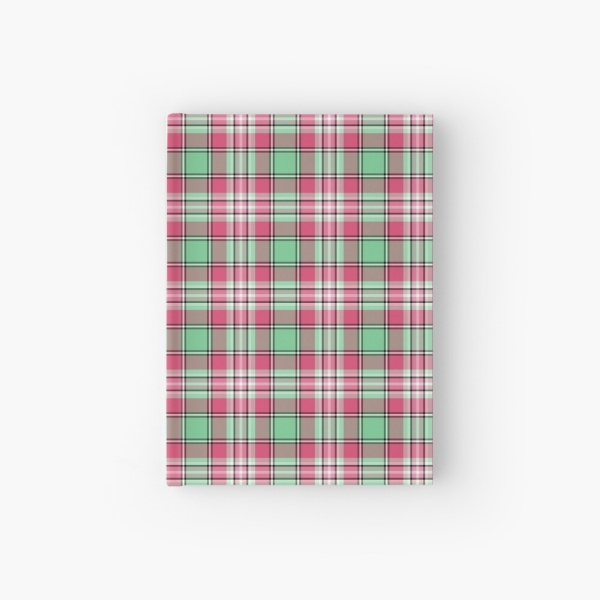 Mint green and pink plaid hardcover journal
