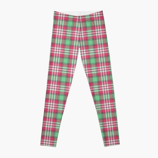 Mint green and pink plaid leggings
