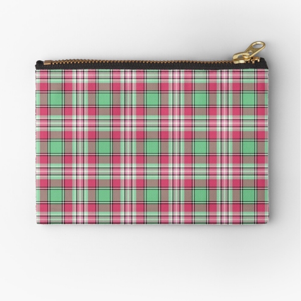 Mint green and pink plaid accessory bag