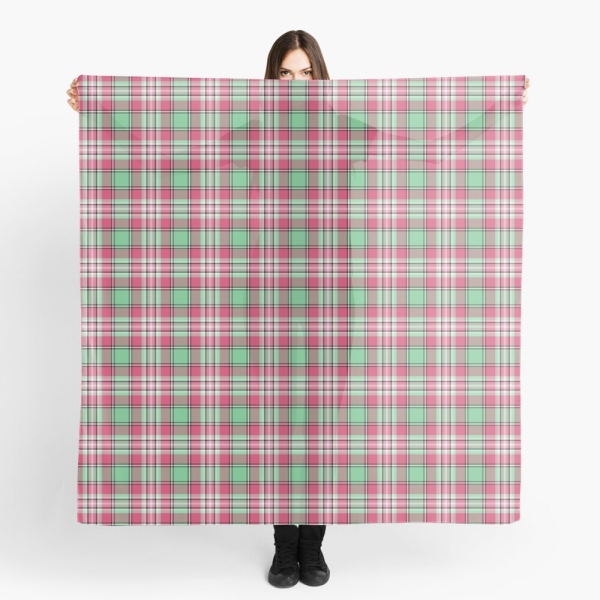 Mint green and pink plaid scarf