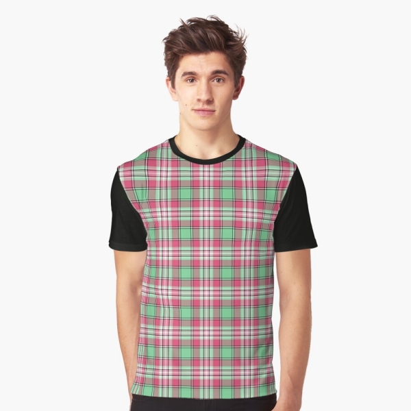 Mint green and pink plaid tee shirt