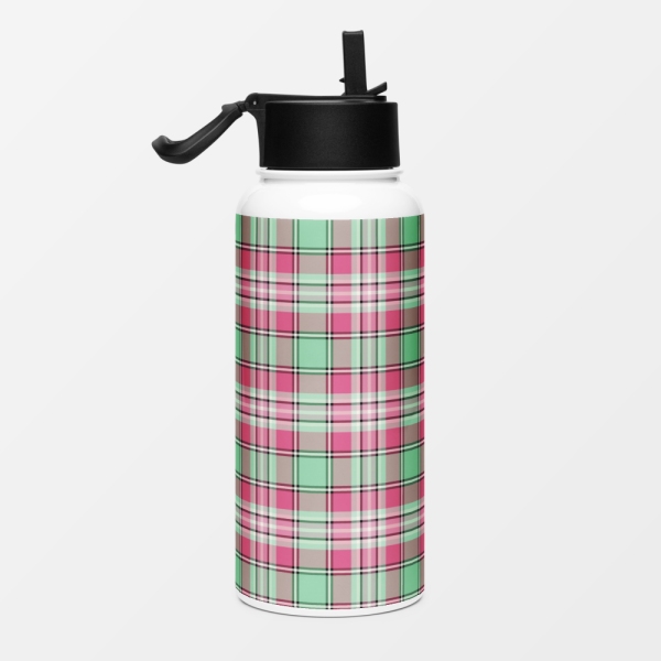 Mint green and pink plaid water jug