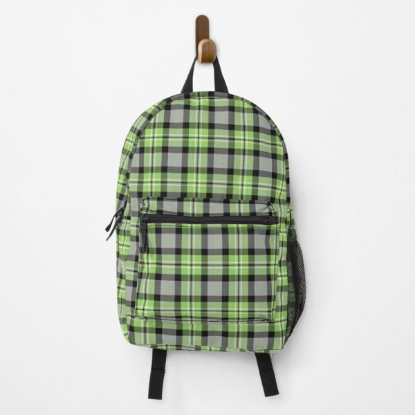 Light Green and Gray Plaid Backpack