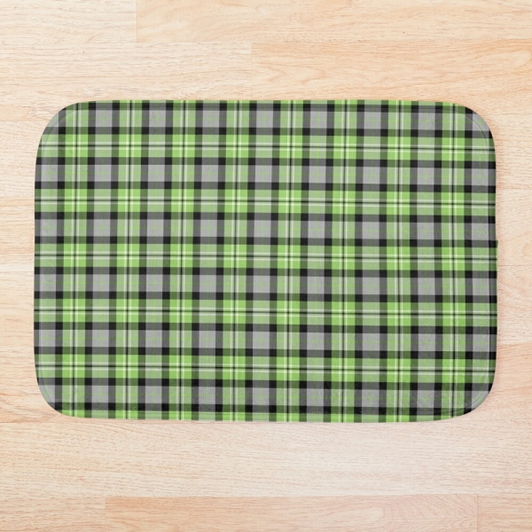 Light green and gray plaid floor mat