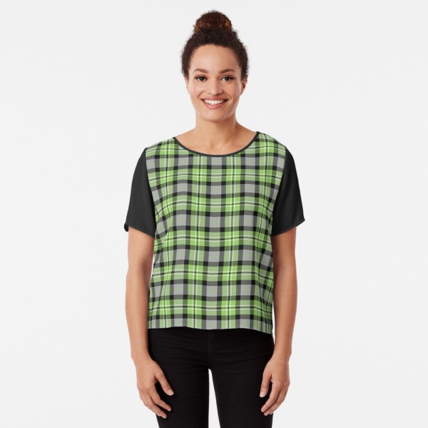 Light Green and Gray Plaid Top
