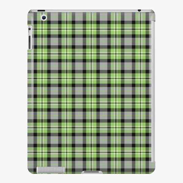 Light green and gray plaid iPad case