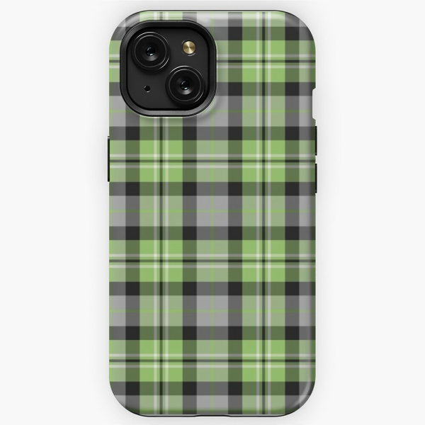Light green and gray plaid iPhone case