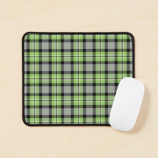 Light green and gray plaid mouse pad