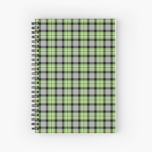 Light green and gray plaid spiral notebook