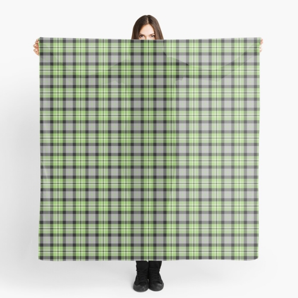 Light green and gray plaid scarf