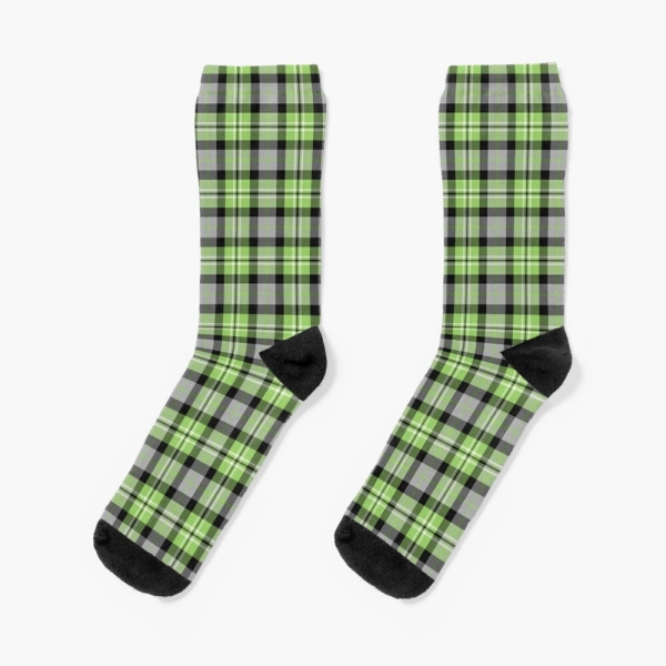 Light green and gray plaid socks