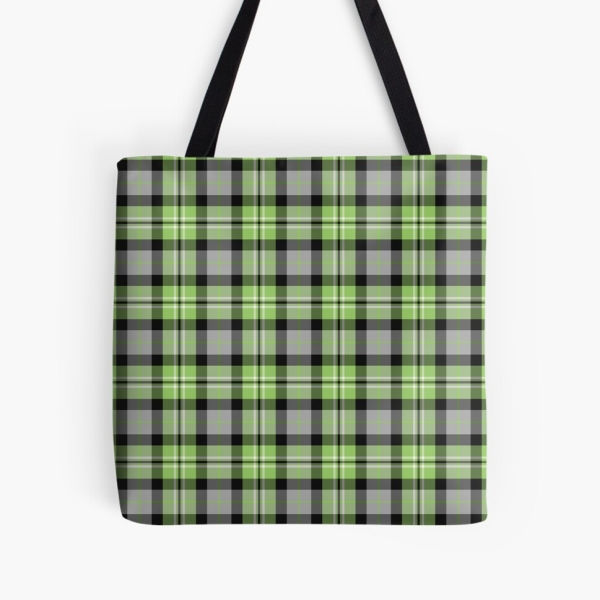 Light green and gray plaid tote bag