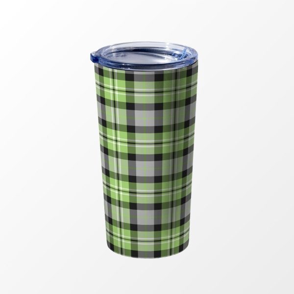 Light Green and Gray Plaid Travel Mug