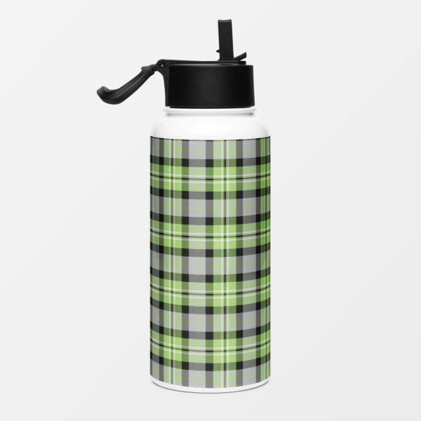 Light green and gray plaid water jug