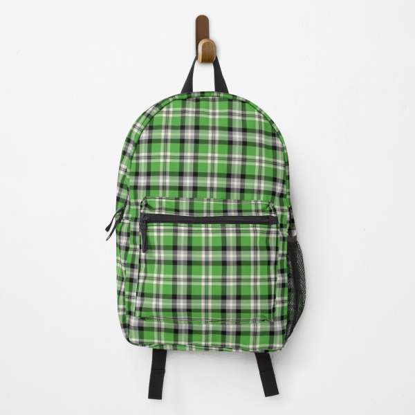 Bright Green, Black, and White Plaid Backpack