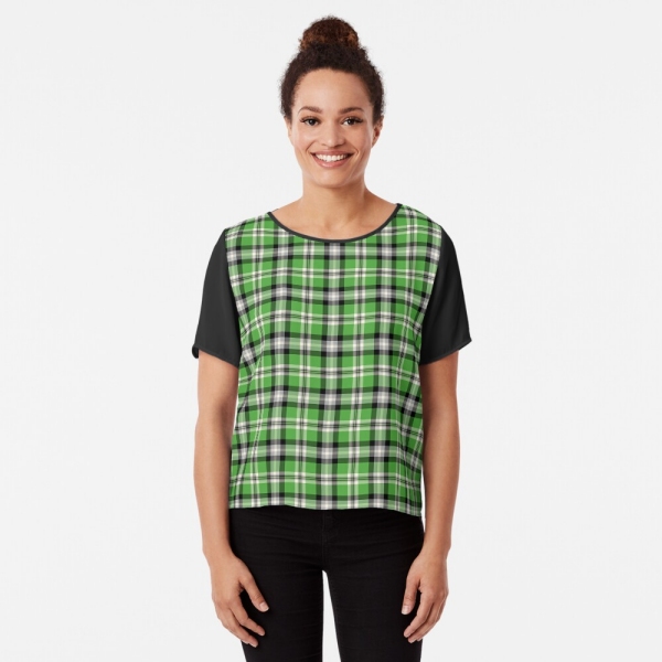 Bright Green, Black, and White Plaid Top