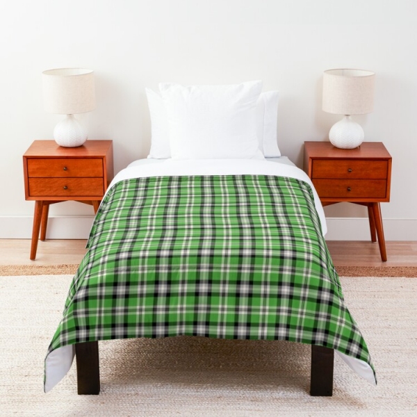 Bright green plaid comforter