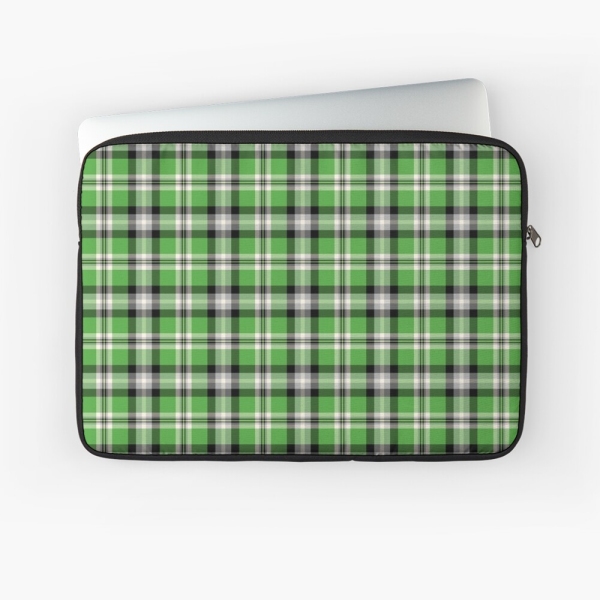 Bright Green, Black, and White Plaid Laptop Case