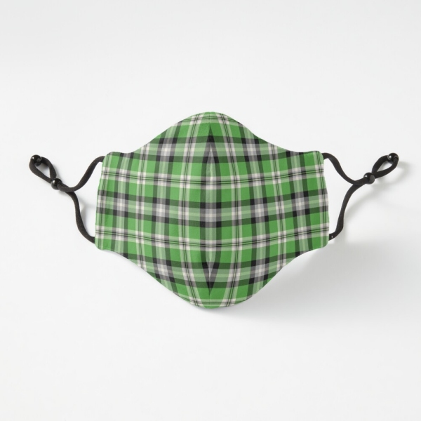 Bright green plaid fitted face mask