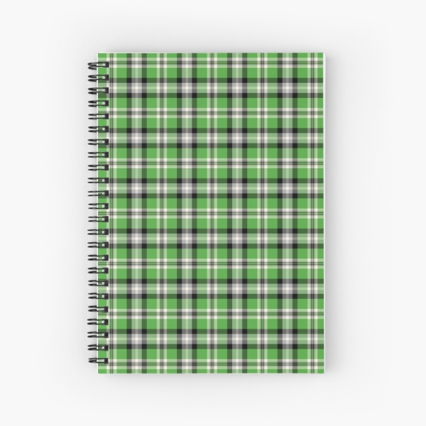 Bright Green, Black, and White Plaid Notebook