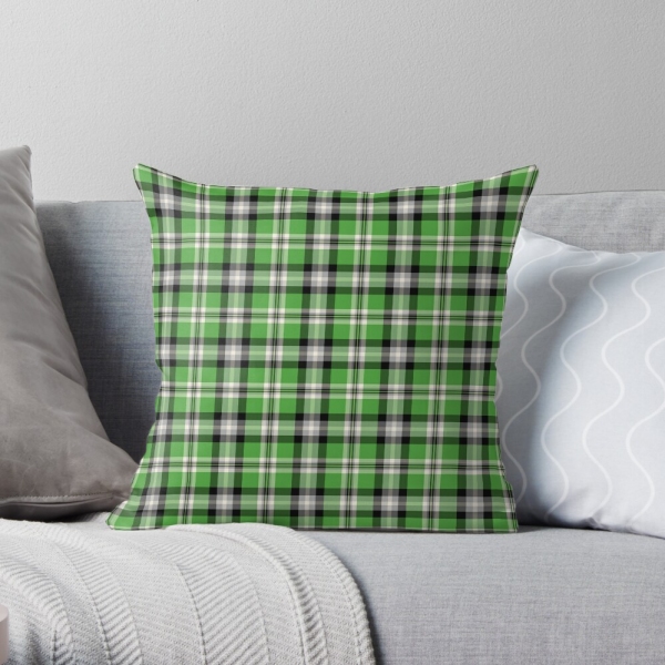 Bright green plaid throw pillow