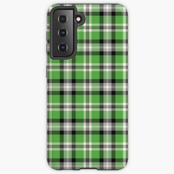 Bright Green, Black, and White Plaid Samsung Case