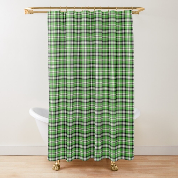 Bright green plaid shower curtain