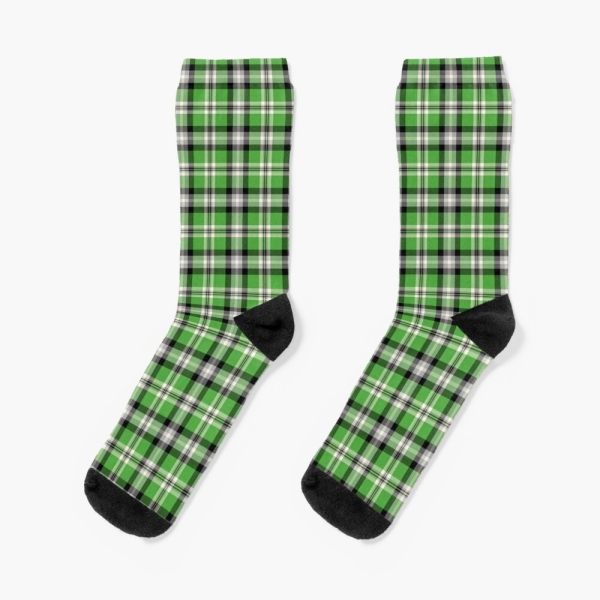 Bright Green, Black, and White Plaid Socks