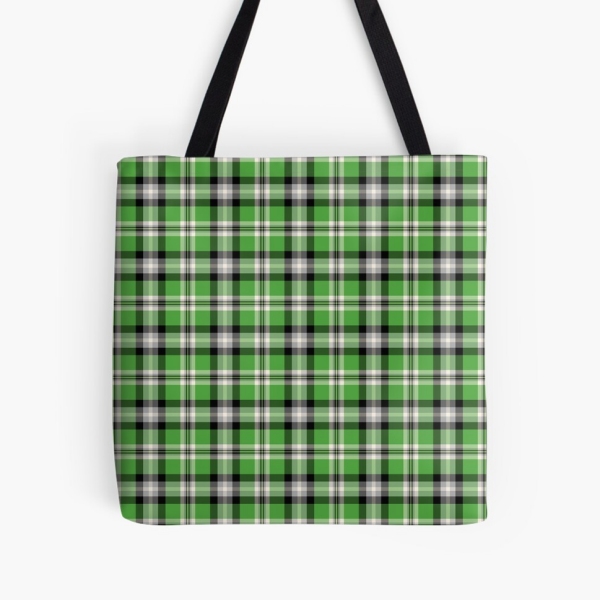 Bright green plaid tote bag