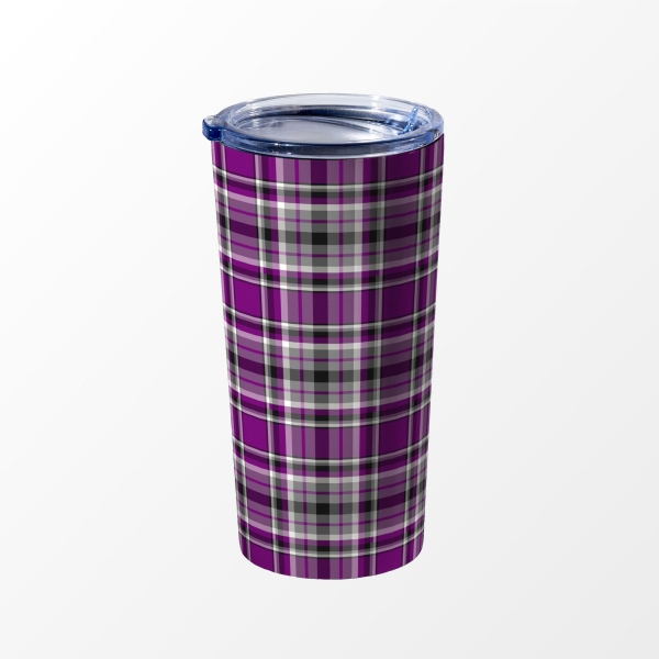 Purple plaid travel mug