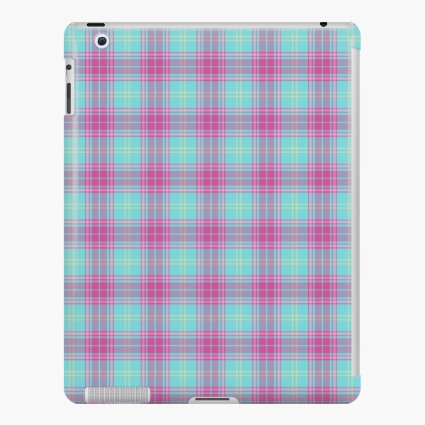 Hot pink and aqua plaid iPad case