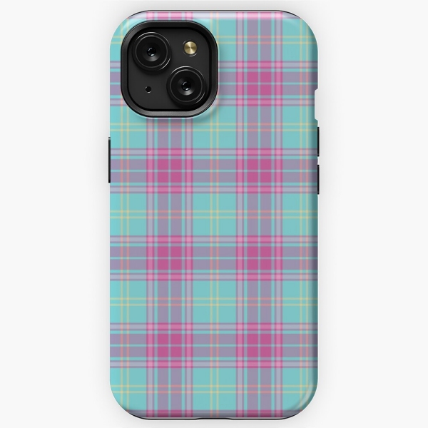 Hot pink and aqua plaid iPhone case