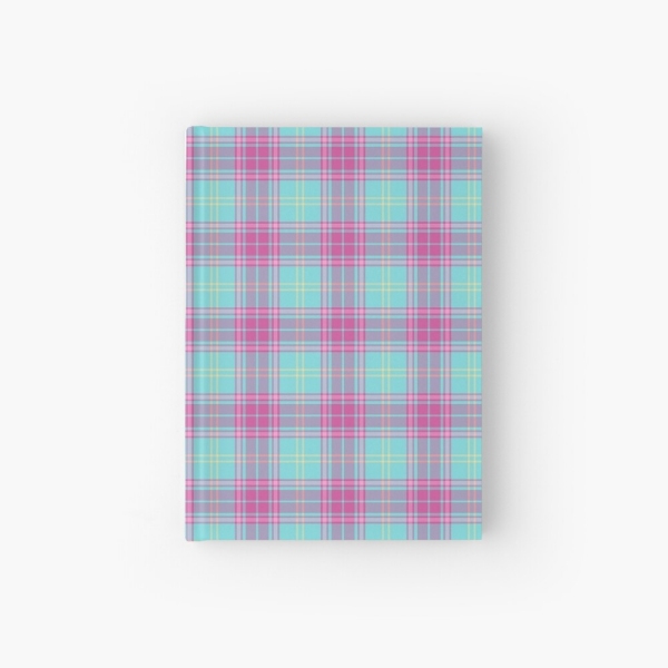 Hot pink and aqua plaid hardcover journal