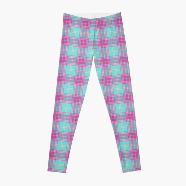 Hot pink and aqua plaid leggings