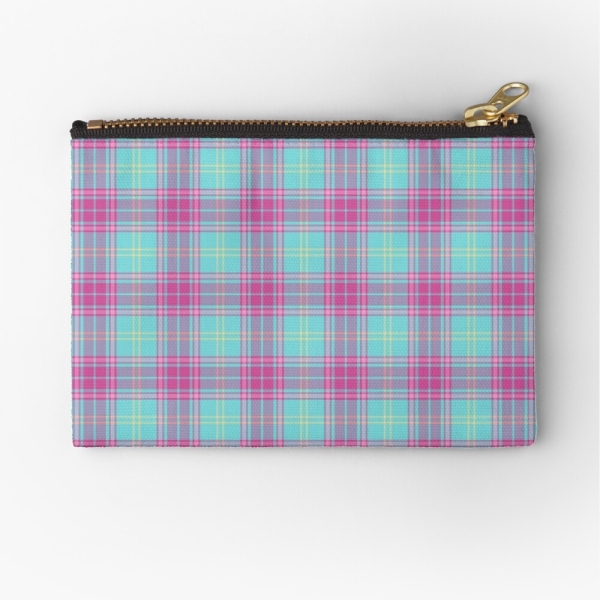 Hot pink and aqua plaid accessory bag