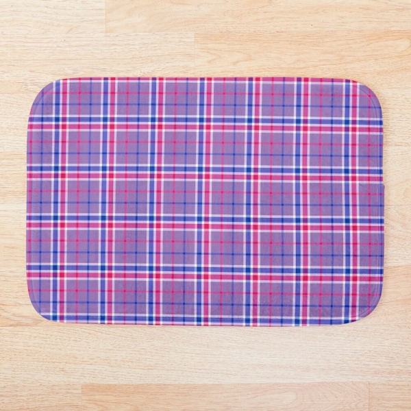 Lavender, magenta, and blue plaid floor mat