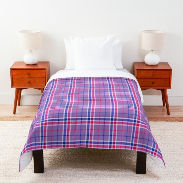 Lavender, magenta, and blue plaid comforter