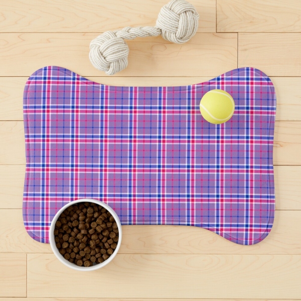 Lavender, magenta, and blue plaid pet mat