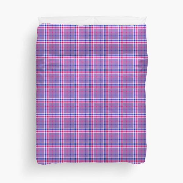 Lavender, magenta, and blue plaid duvet cover