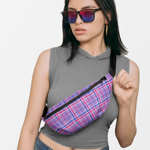 Lavender, Magenta, and Blue Plaid Fanny Pack